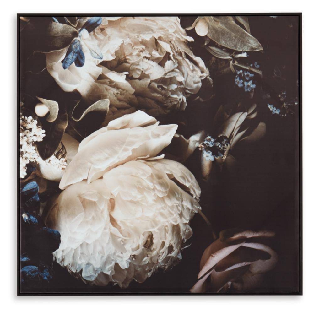 Hurshaw Beige and Dark Brown Floral Canvas Wall Art 40 x 40 Inches