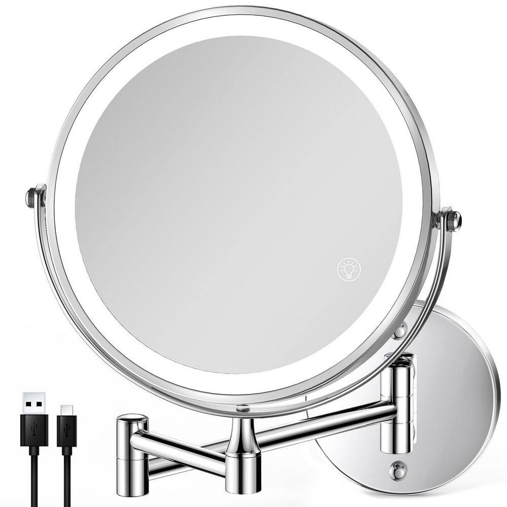 8.5 in. W x 8.5 in. H Round Framed Wall Mount Bathroom Vanity Mirror in Chrome, with LED 3 Colors Adjustable Light price history on PriceWatchPro