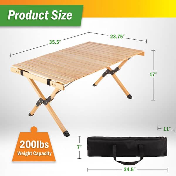 Wakeman Outdoors 23.75 in. Mocha Rectangle Portable Camping Wood