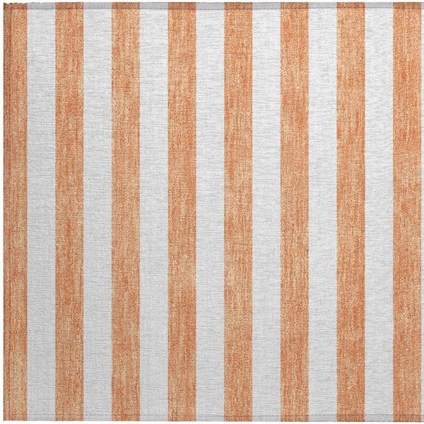 Orange 2 ft. x 3 ft. Woven Striped Polyester Rectangle Indoor/Outdoor Area Rug