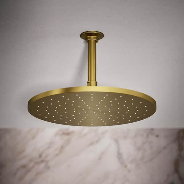 1-Spray Pattern with 2.5 GPM 12 in. Ceiling Mount Fixed Shower Head in Vibrant Brushed Moderne Brass
