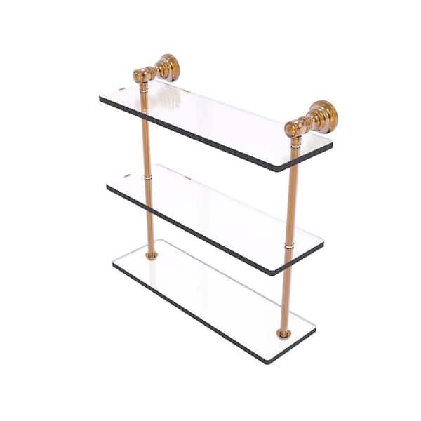 Allied Brass Carolina 16 in. x 16 in. x 5.54 in. Brass Rectangular Triple Glass Shelf in Brushed Bronze