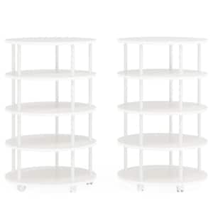 36.61 in. H x 23.62 in. W Espresso 25-Pairs Tall Shoe Storage Cabinet, 5-Tier Rotating Shoe Rack for Entryway, Set of 2