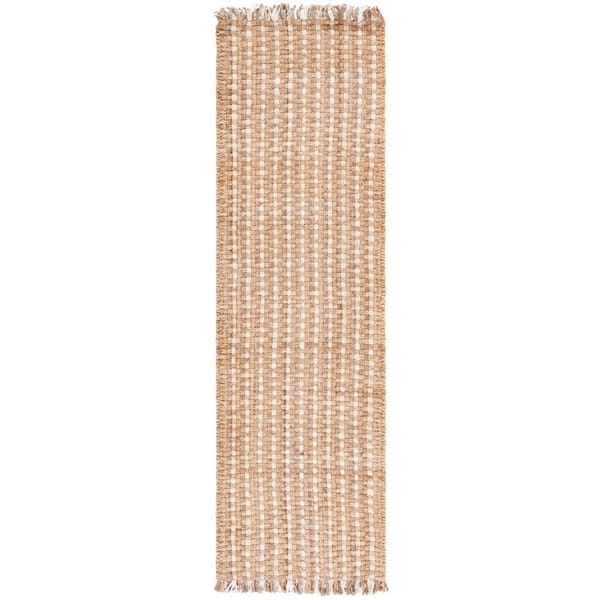 SAFAVIEH Natural Fiber Beige/Bleach 2 ft. x 8 ft. Woven Frayed Runner Rug