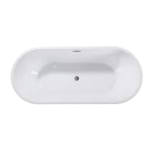 Mayotte 59 in. x 29.5 in. Acrylic Flatbottom Freestanding Soaking Bathtub in White