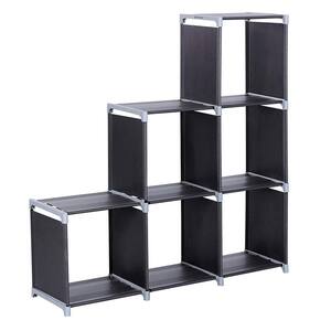 43 in. X 42 in. Black Steel Multifunctional Assembled 3-Layers 6-Compartments Storage Shelf