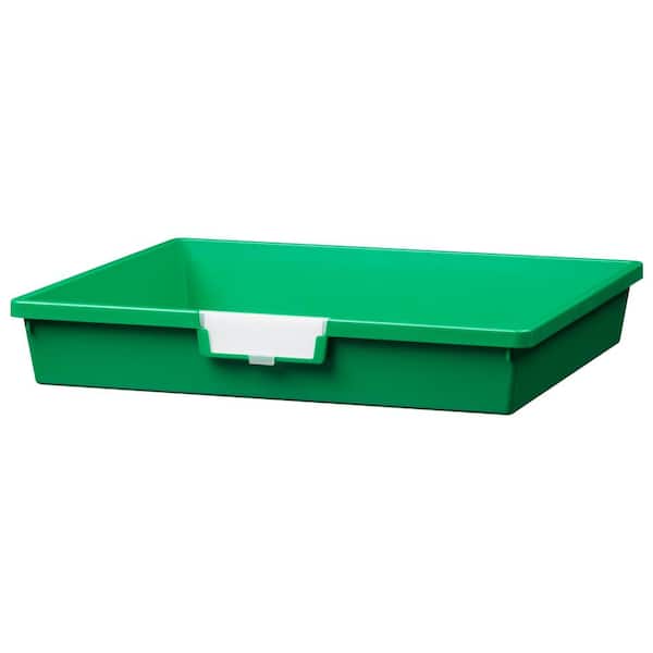 Unbranded 12-Gal. 3 in. Wide Line Single Depth Storage Tote in Primary Green (3-Pack)