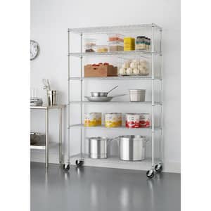 16-Pack Chrome 6-Tier Rolling Steel Wire Shelving Unit (48 in. W x 77 in. H x 18 in. D)