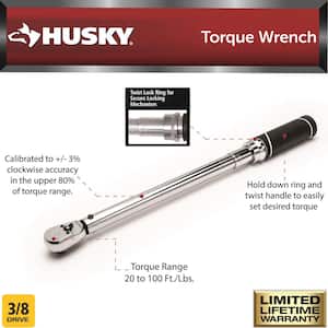 20 ft./lbs. to 100 ft./lbs. 3/8 in. Drive Torque Wrench