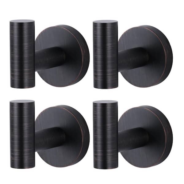 AVITAS Wall Mounted Bathroom Round J-Hook Robe/Towel Hook in Stainless Steel Oil Rubbed Bronze (4-Pack)