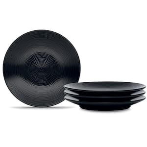 Colorscapes Black-on-Black Swirl 6.5 in. (Black) Porcelain Coupe Appetizer Plates, (Set of 4)