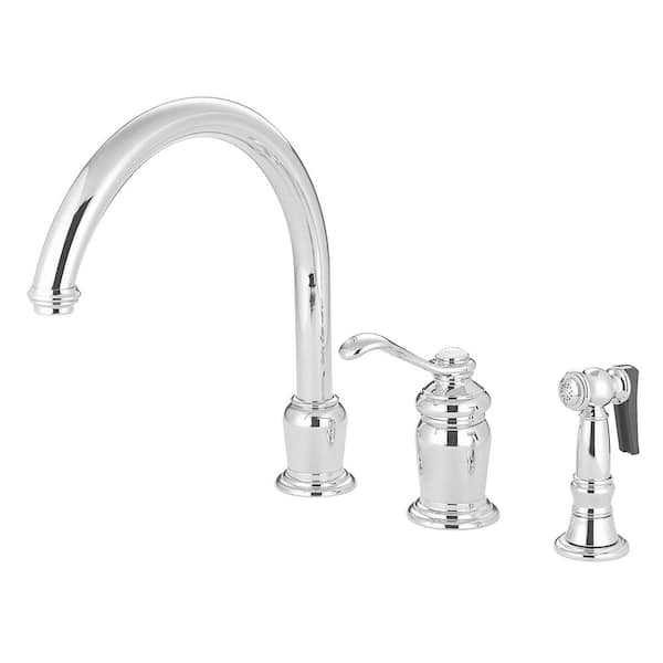 Kingston Brass Victorian Single-Handle Standard Kitchen Faucet with Side Sprayer in Chrome