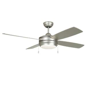 Laval 44 in. Integrated LED Indoor Brushed Satin Nickel Ceiling Fan Dual Mount 3-Speed Reversible Finish with Light Kit