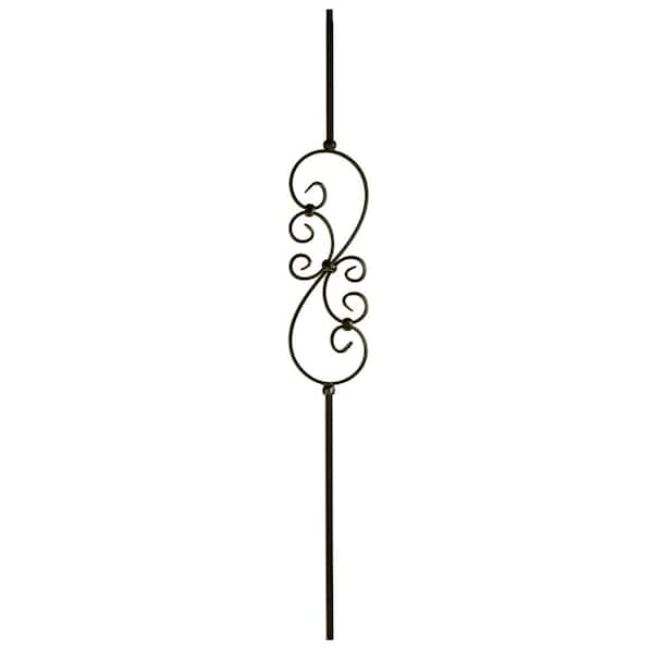 WM Coffman 44 in. x 1/2 in. Satin Black Small Scroll Hollow Iron Baluster