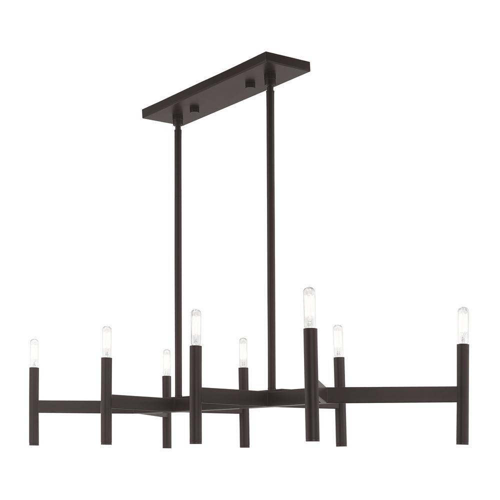 Copenhagen Bronze 8-Light Industrial Linear Chandelier