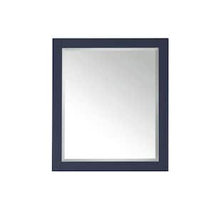 28 in. W x 32.00 in. H Framed Rectangular Beveled Edge Bathroom Vanity Mirror in Navy Blue