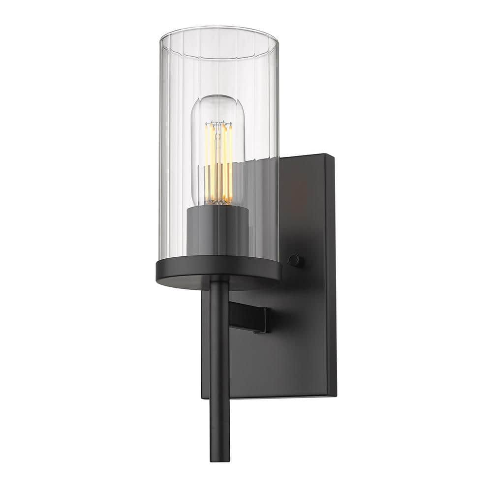 Golden Lighting Winslett 4.875 in. 1-Light Matte Black Sconce 7011-1W ...