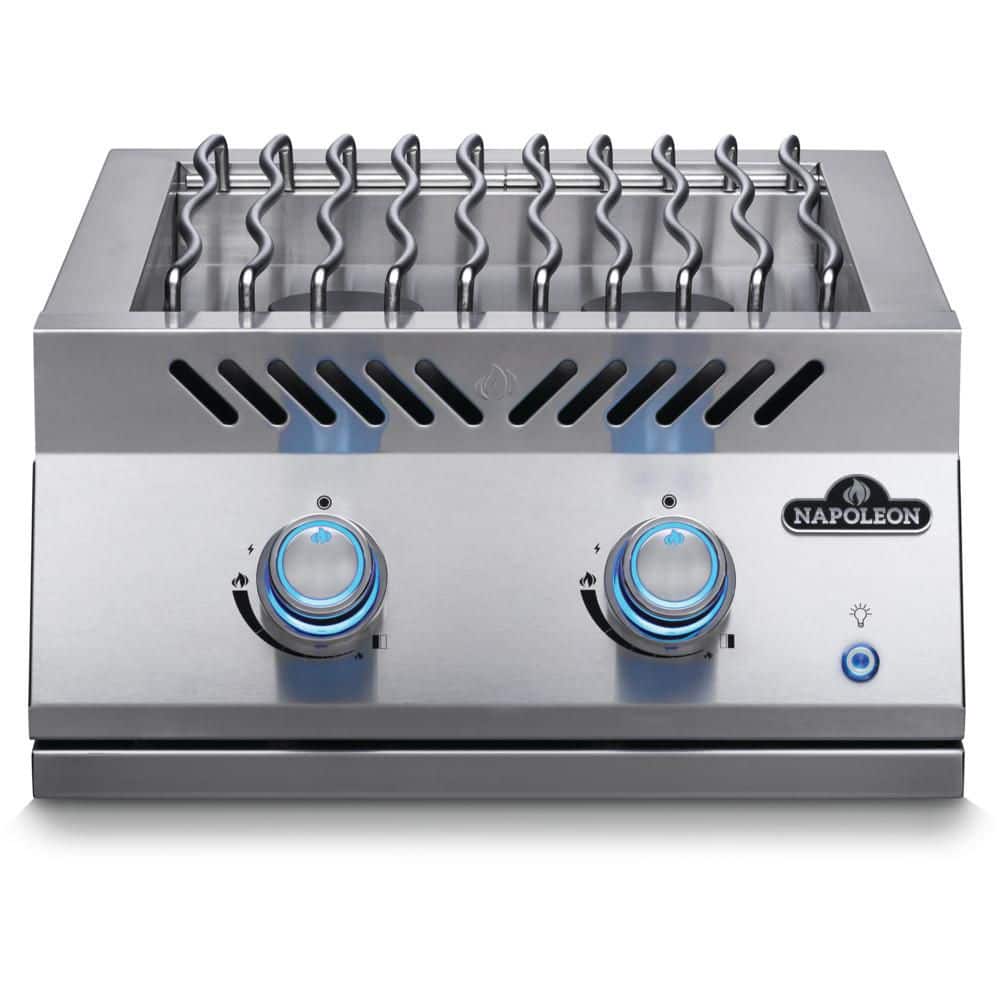 700 Series Stainless Steel Built-In 18 in. 2-Burner Dual Range Top Burner Propane Side Burner