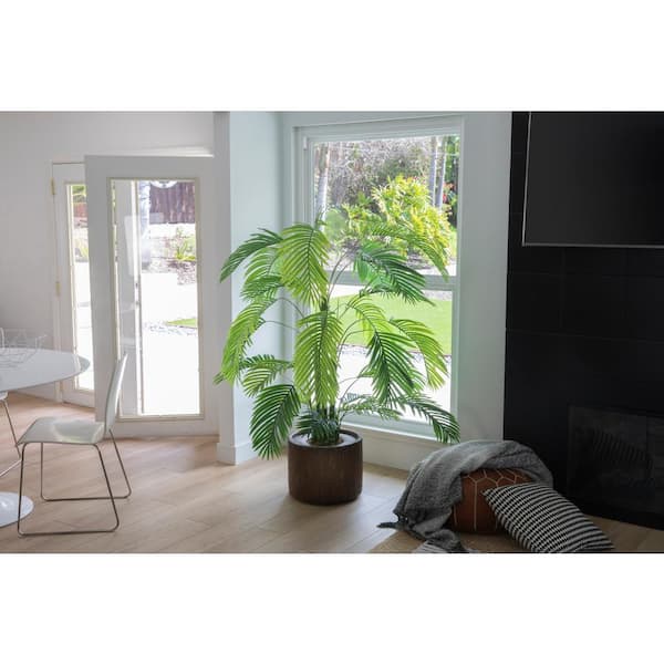 VINTAGE HOME 7.17 ft. Tall Artificial Faux Real Touch Palm Tree with Fiberstone Planter