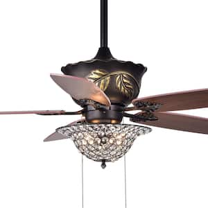 Collins 52 in. Indoor Bronze Hand Pull Chain Ceiling Fan with Light Kit