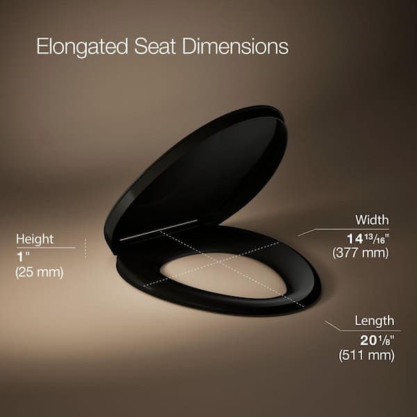 Impro Elongated Ready Latch Quiet-Close Toilet Seat in Black Black