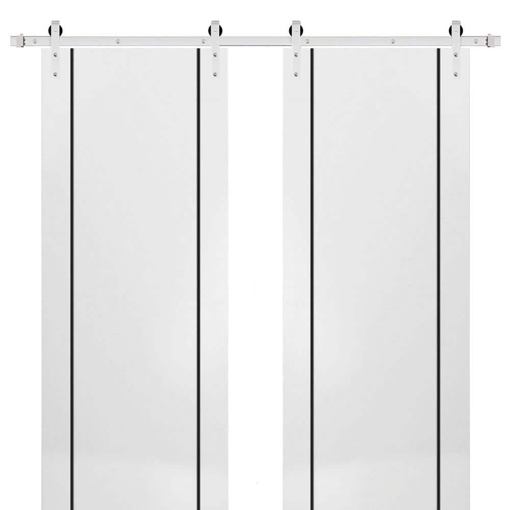 32 in. x 80 in. 2 Panel White Solid Wood with Honeycomb Wood Sliding Barn Door with Hardware Kit price history on PriceWatchPro