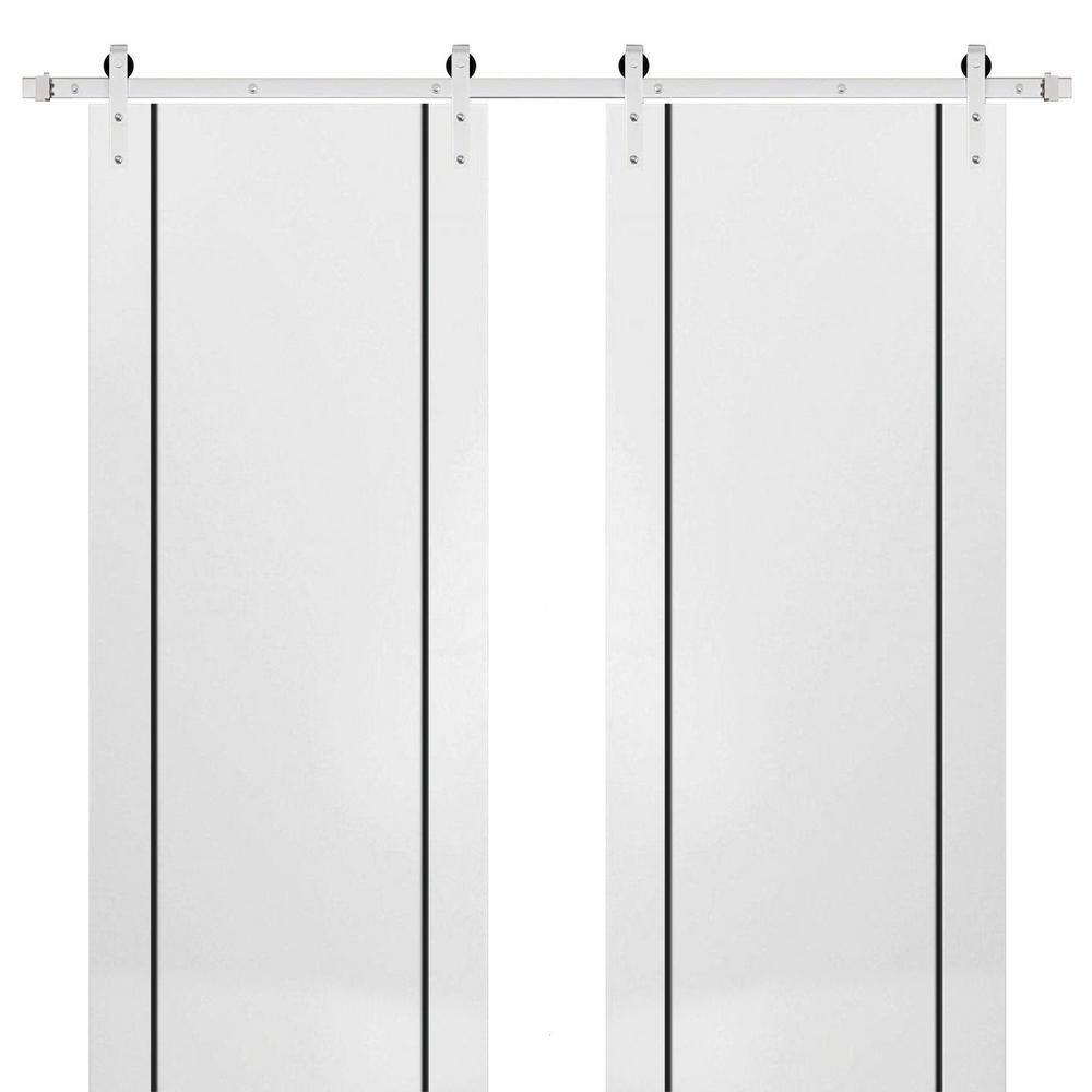 Assemble Required 42 in. x 80 in. 2-Panel White Solid Wood with Honeycomb Sliding Barn Door with Hardware Kit price history on PriceWatchPro