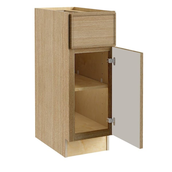 Home Decorators Collection Franklin 15 in. W x 24 in. D x 34.5 in. H Assembled Plywood Base Kitchen Cabinet in Vanguard Oak with Soft Close RH