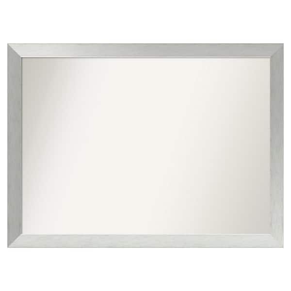 Amanti Art Brushed Sterling Silver 46 in. x 34 in. Custom Non-Beveled Wood Framed Bathroom Vanity Wall Mirror