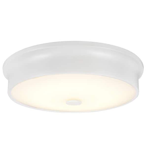 Aspen Creative Corporation 12 in. 11-Watt White Integrated LED Ceiling Flush Mount with Frosted Glass Diffuser