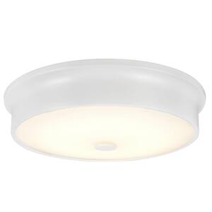 12 in. 11-Watt White Integrated LED Ceiling Flush Mount with Frosted Glass Diffuser