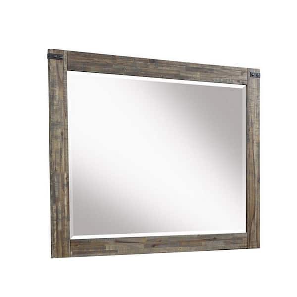 Benjara 37.99 in. x 1.18 in. Rectangular Metal Frame Brown and Black Dresser Mirror