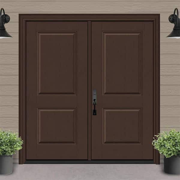 Regency 72 in. x 80 in. 2P Squaretop RHIS Chestnut Stain Fiberglass Double Prehung Front Door with 6-9/16 Jamb