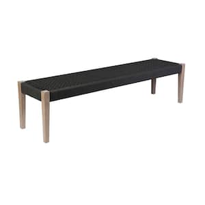 71 in. Charcoal and Beige Backless Bedroom Bench with Tapered Legs