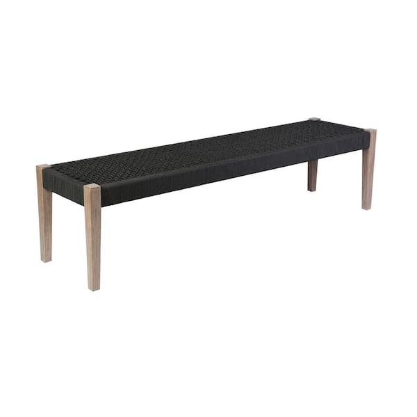Benjara 71 in. Charcoal and Beige Backless Bedroom Bench with Tapered Legs