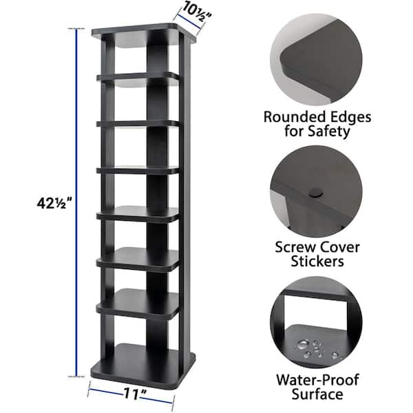 Benasse 42.5 H 7-Pair 7-Tier Black Wood Shoe Rack ME-SR-BK-S01