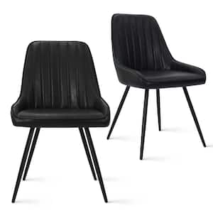 Boston Black Faux Leather Upholstered Side Chair(Set of 2)