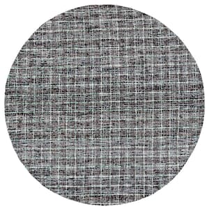 Abstract Dark Gray/Brown 6 ft. x 6 ft. Modern Plaid Round Area Rug