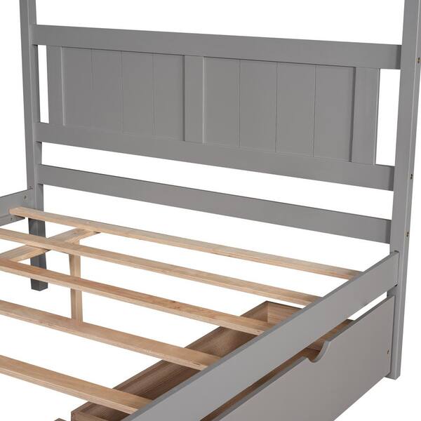 Canopy Platform Bed With 2 Drawers, Bed Frame Center Support Leg Home Depot