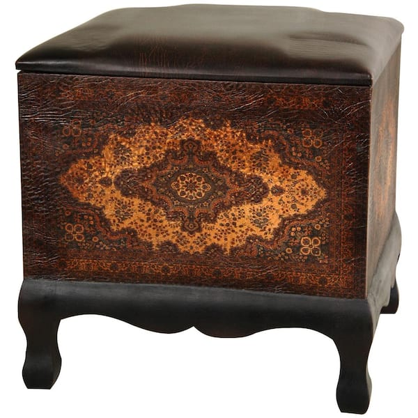 Red Lantern Brown Accent Ottoman