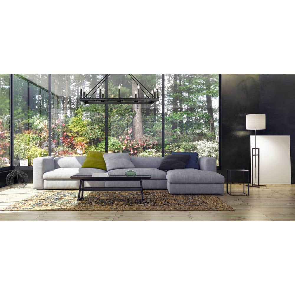 Matte Black Steel 12-Light Candle Island Chandelier