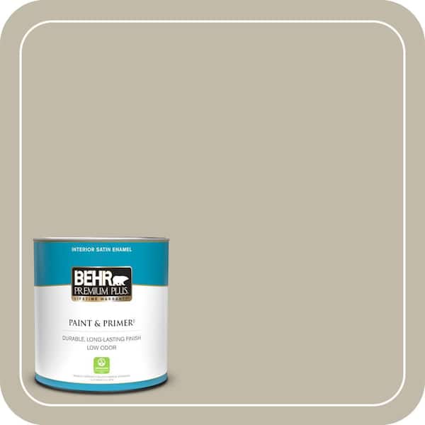 BEHR PREMIUM PLUS 1 qt. Home Decorators Collection #HDC-FL13-10 Wilderness Gray Satin Enamel Low Odor Interior Paint & Primer