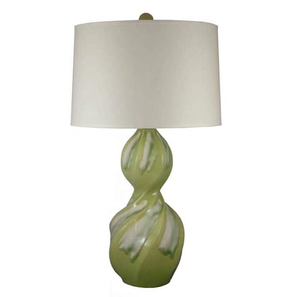 Fangio Lighting 27 in. Celadon Green Twisted Spiral Ceramic Table Lamp