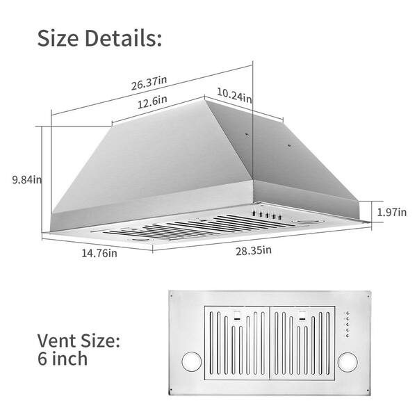 IKTCH 30 in. 900 CFM Ducted Wall Mount with LED Light Range Hood in Stainless Steel