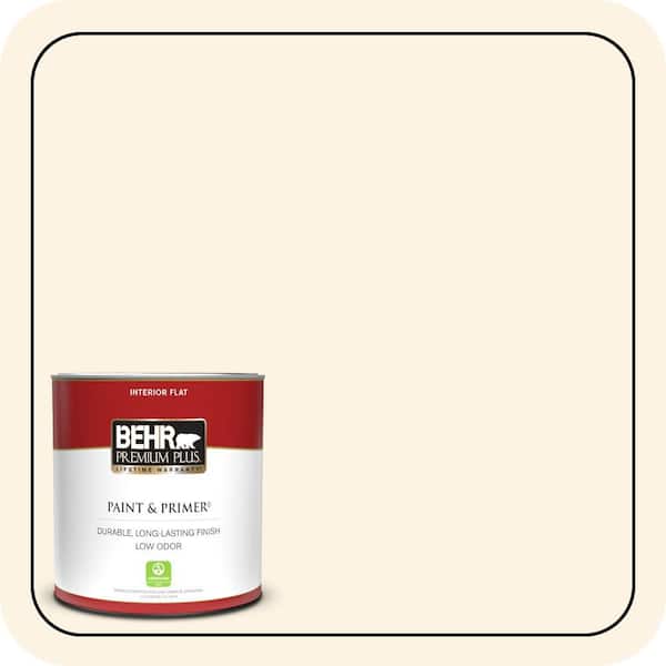 BEHR PREMIUM PLUS 1 qt. #ECC-49-2 Historic Cream Flat Low Odor Interior Paint & Primer