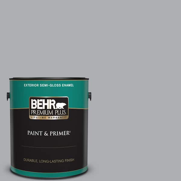 BEHR PREMIUM PLUS 1 gal. #760E-3 Gray Timber Wolf Semi-Gloss Enamel Exterior Paint & Primer