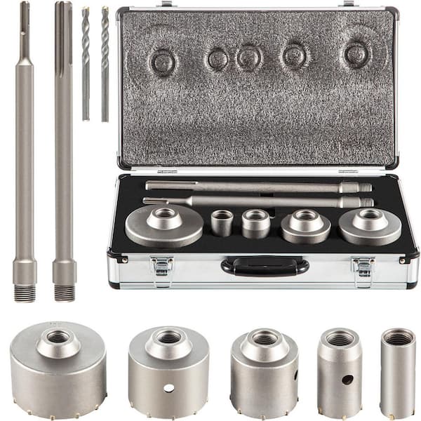 Concrete Hole Saw Kit, SDS Plus and Max Shank, 1-2/11 in. to 3-15/16 in., for Concrete, Carbon Steel with 4-1/3 in.