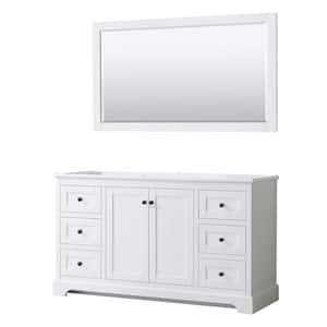 Avery 59.25 in. W x 21.75 in. D x 34.25 in. H Single Bath Vanity Cabinet without Top in White with 58 in. Mirror