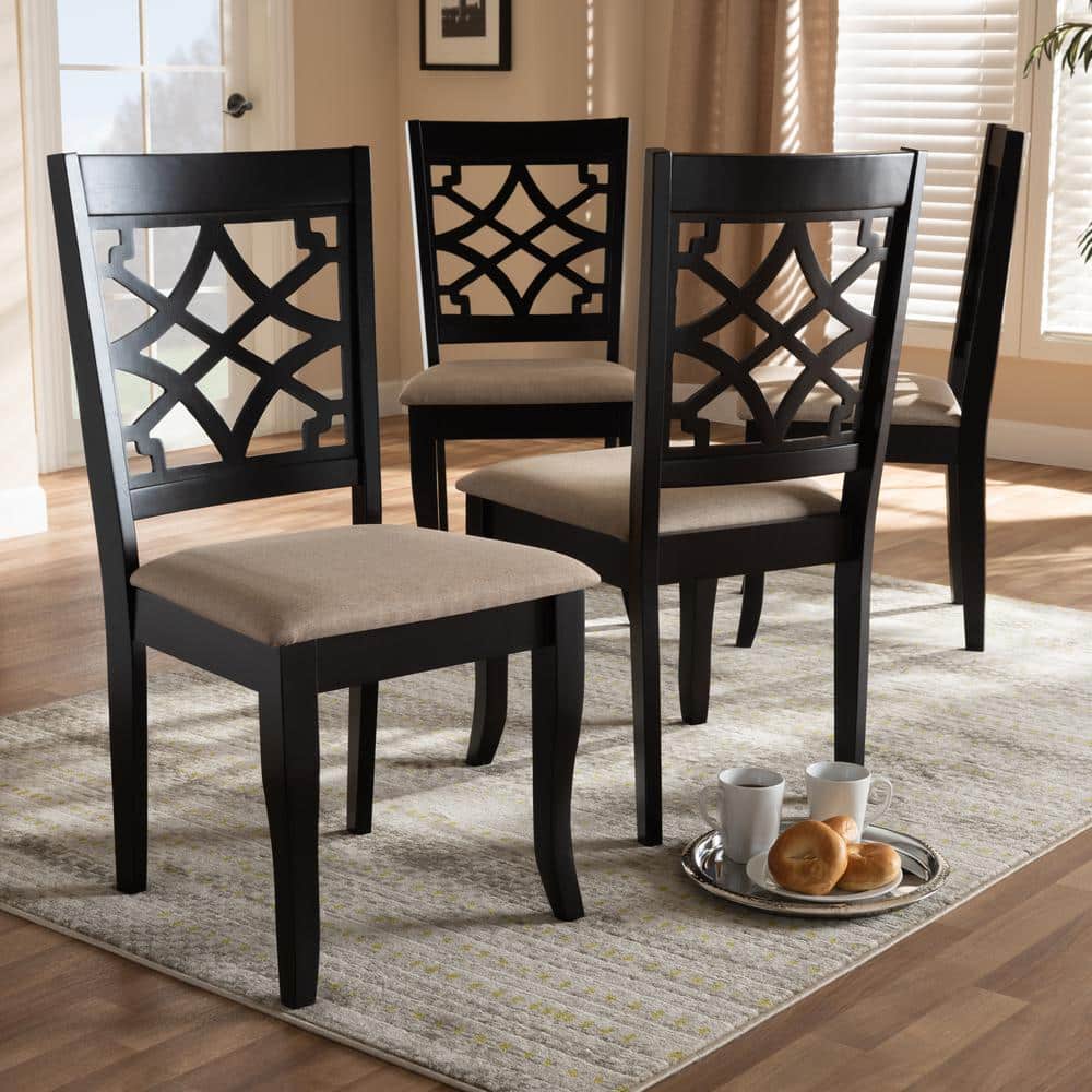 Espresso Oak and Sand Upholstered Parsons Dining Chair