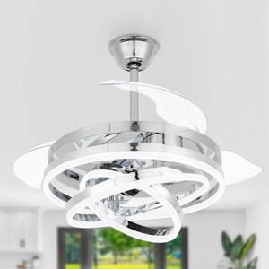 Wesley 42in. Indoor LED Chrome DIY Shape Retractable Ceiling Fan With Lights, 6-Speed Remote Control Ceiling Fan